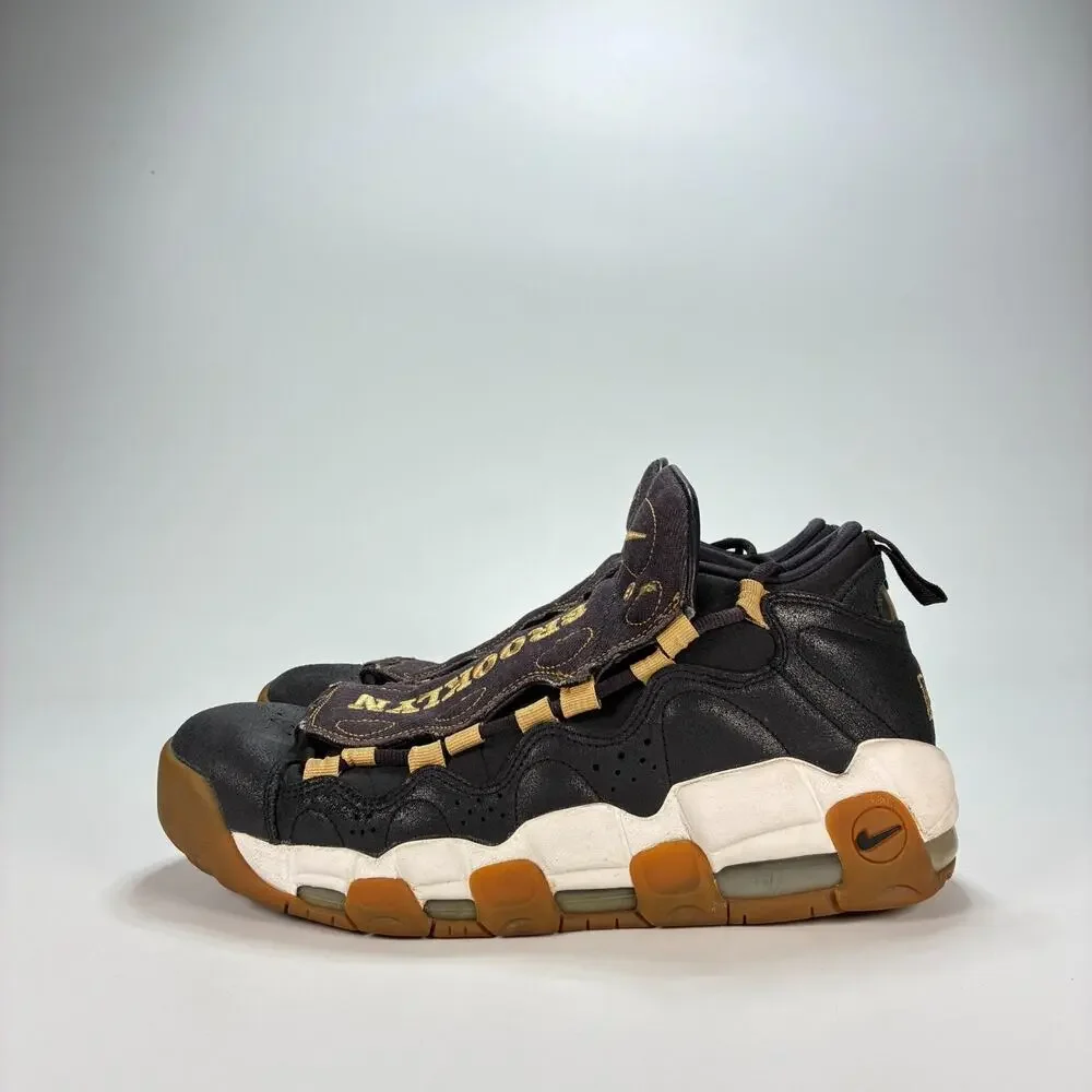 Nike Air More Money NYC Brooklyn Oil Grey Gold Sneakers AR5401-001 Mens Size 9.5